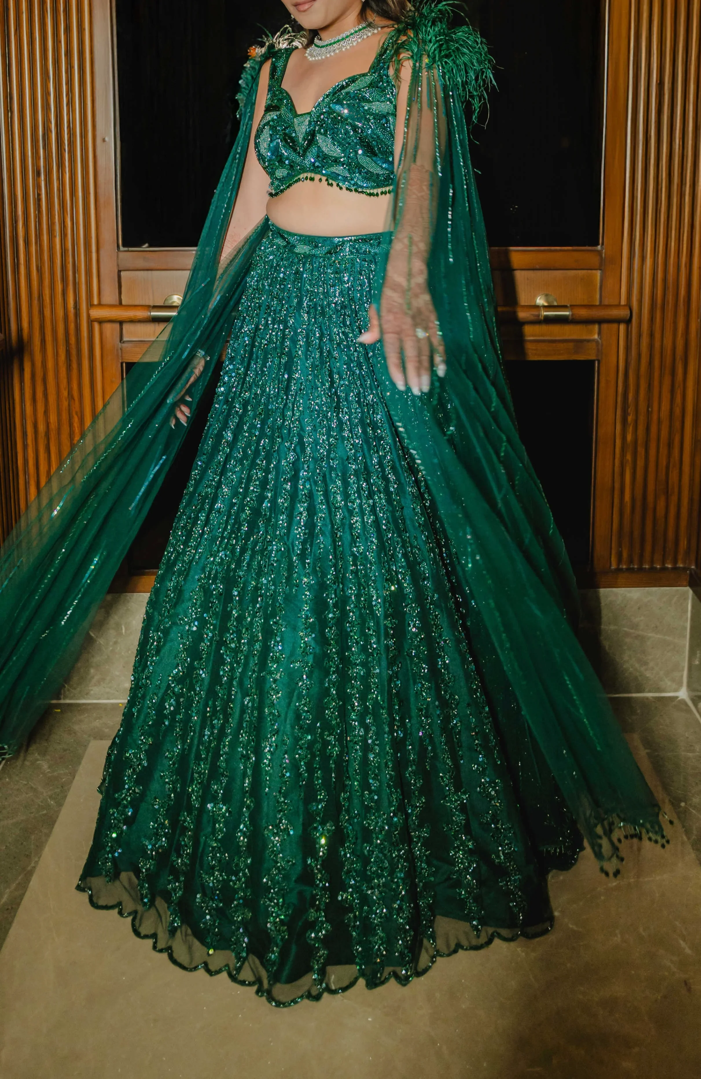 Isa By Dolly Wahal Emerald Green Lehenga