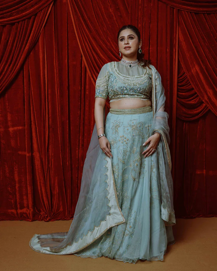 Blue Bridal Attire by Aayka Fashion