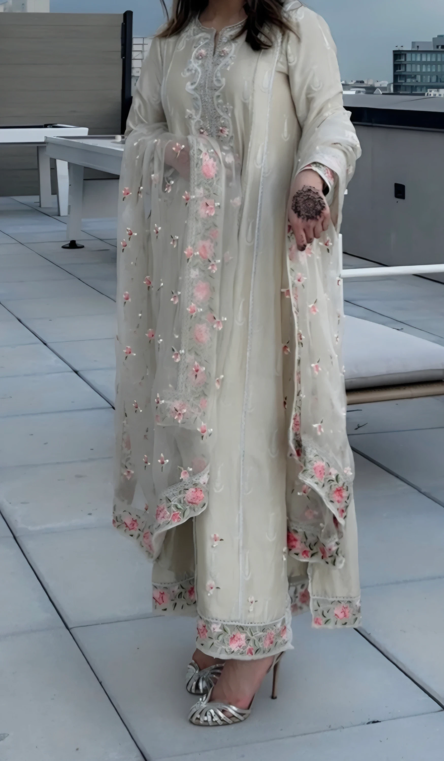 Cream Anarkali \ Sharara \ Suit