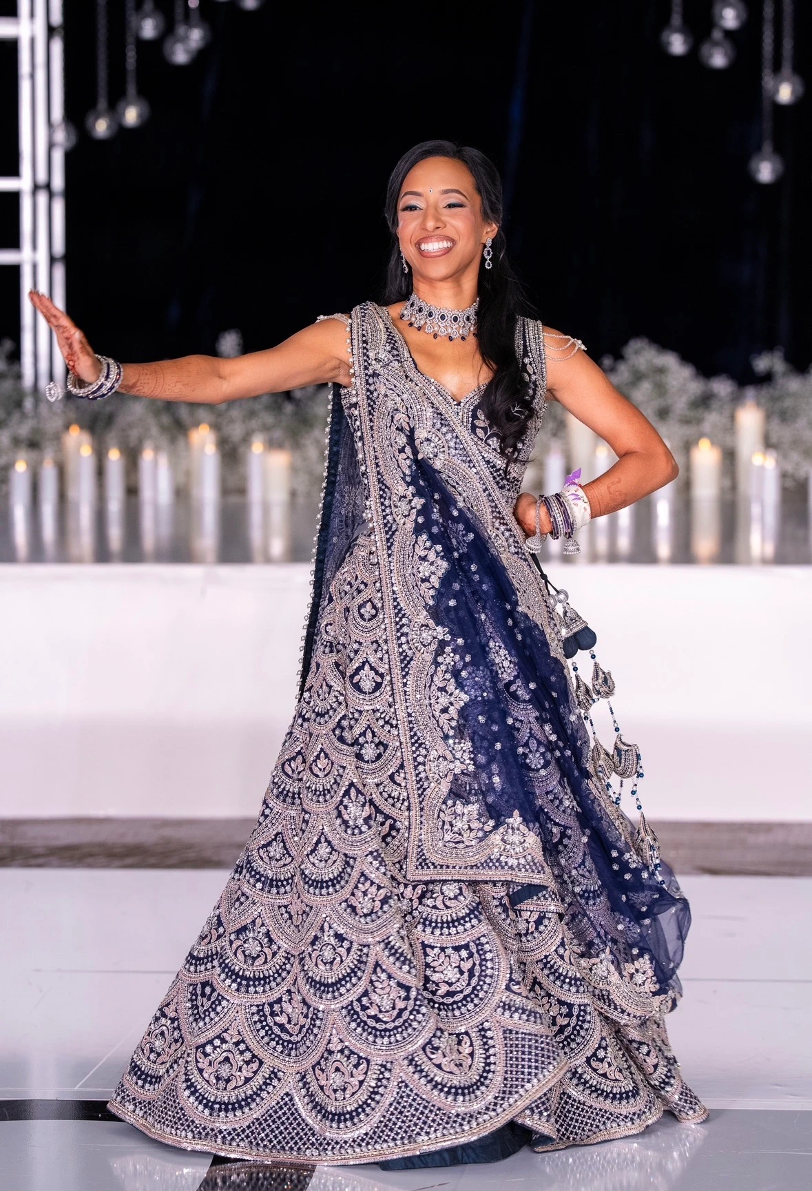 Blue Lehenga by Seema Gujral